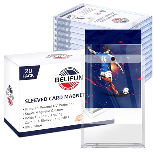 20-Pack One Touch Sleeved-Card Magnetic-Holders - 35PT Trading Card Holders, UV Protection Clear Acrylic Card Cases, Magnet Case Protectors for Game Cards, Baseball Cards, Sports Cards, Standard Cards - size: 20ct Sleeved Card Magnetic Holder