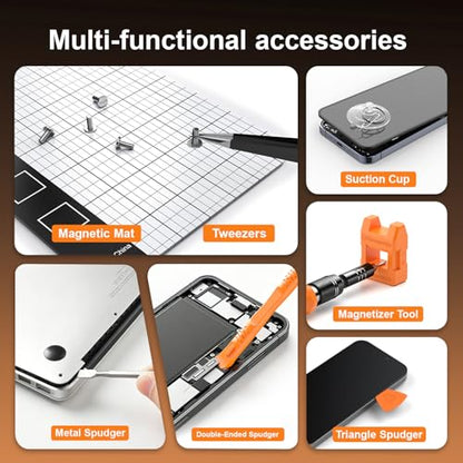 JOREST 145 in 1 Precision Screwdriver Set, Professional Repair Tool Kit for Electronics, Laptop, iPhone, PC, MacBook, Nintendo, Xbox, PS5, with Anti Static Wrist Strap, Ideal Gifts for Men
