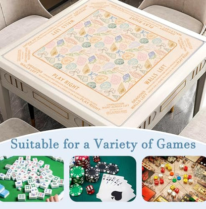 Beige Nautical Coastal Beach Shell Mahjong Mat 31.5" x 31.5", Bow Non-Slip Noise Reduction Mahjong Table Cover Accessories Supplies for Dominoes Poker Card Board and Tile Games Gifts - color: Beige Nautical Coastal Beach Shell