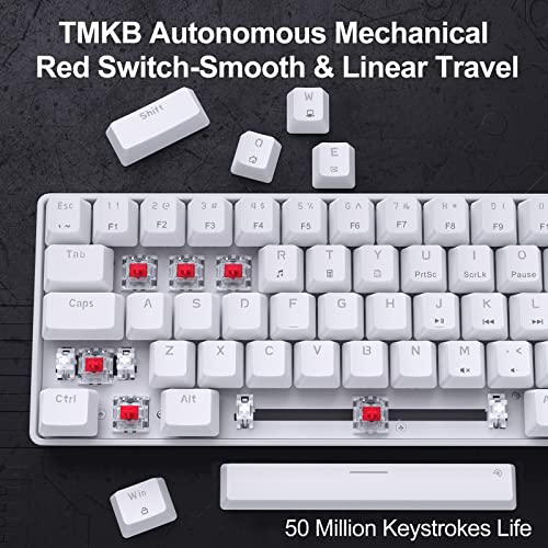 DIERYA T68SE 60% Gaming Mechanical Keyboard,Ultra Compact Mini 68 Key with Red Switches Wired Keyboard,Anti-Ghosting Keys, for Windows Laptops and PC Gamers,White - color: White/Red Switch, size: Wired