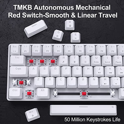 DIERYA T68SE 60% Gaming Mechanical Keyboard,Ultra Compact Mini 68 Key with Red Switches Wired Keyboard,Anti-Ghosting Keys, for Windows Laptops and PC Gamers,White - color: White/Red Switch, size: Wired