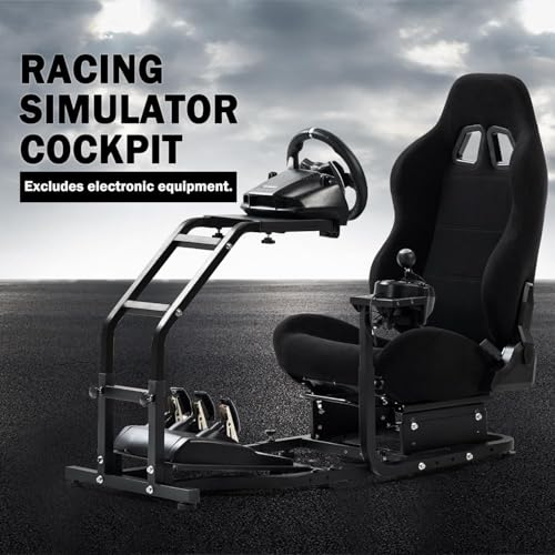 Marada Adjustable Racing Simulator Cockpit with Comfort Racing Seat Fit for Logitech G25 G27 G29 G920 G923, for Thrustmaster T80 T300RS TX F458 T500RS, Race Driving Sim Stand No Steering Wheel/Pedal