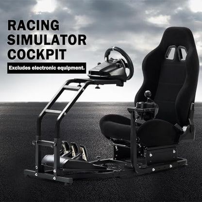 Marada Adjustable Racing Simulator Cockpit with Comfort Racing Seat Fit for Logitech G25 G27 G29 G920 G923, for Thrustmaster T80 T300RS TX F458 T500RS, Race Driving Sim Stand No Steering Wheel/Pedal