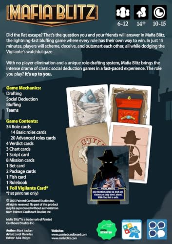 Mafia Blitz Fast 10–15 Min Social Deduction Party Card Game | 6–12 Players | No Elimination, Role Drafting & Bluffing Fun | Ages 14+