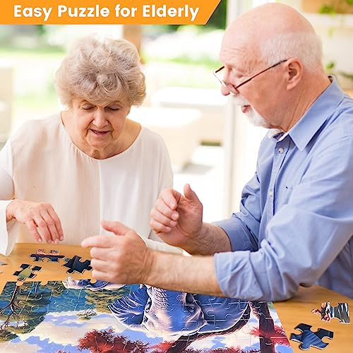 100 Piece Big Piece Jigsaw Puzzle for Seniors Elephant Forest Dementia Large Piece Puzzles for Seniors- Alzheimer's Activity for Adults Puzzle- Best Memory Game for Patiens in Nursing Home 15" x 19" - style: 100 Large Pieces