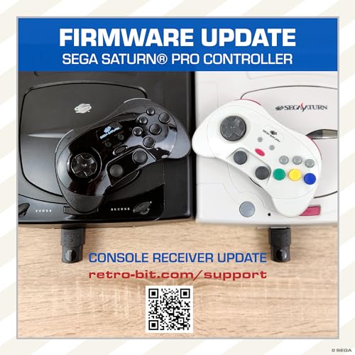 Retro-Bit SEGA Saturn® PRO - 2.4GHz Wireless Pro Controller for Sega Saturn, Sega Genesis Mini, Switch, PC, Mac - Includes 2 Receivers - Black - color: Black