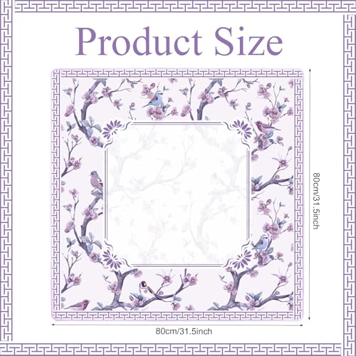 Chinoiserie Mahjong Mat with Carrying Bag,Rubber Anti Slip and Noise Reduction Multi Purpose Game Table Cover for Card, Board Tile Games 31.5" x 31.5" Purple - color: Purple