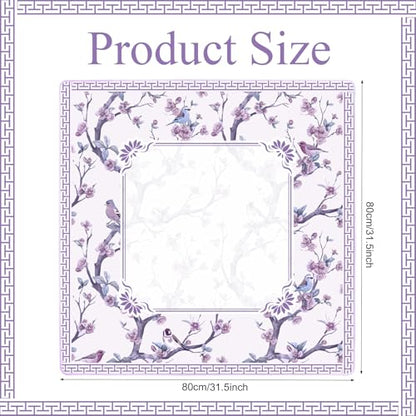 Chinoiserie Mahjong Mat with Carrying Bag,Rubber Anti Slip and Noise Reduction Multi Purpose Game Table Cover for Card, Board Tile Games 31.5" x 31.5" Purple - color: Purple
