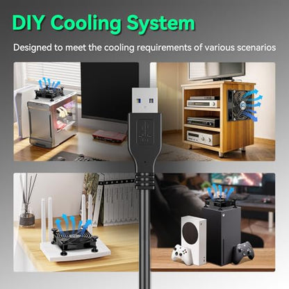 120mm USB Fan, USB Computer Fan with 3 Speeds Controller Small PC Cooling Fans for Cabinet Case Server TV Receiver Router DVR Xbox Cooler, 2Pcs - style: 2 Pcs