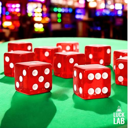 Luck Lab 10 Piece 19 mm Dice Pack - Acrylic and Translucent D6 Dice, Square w/Rounded Edge for Casino, Craps, RPG MTG DND Dice Table Games and Board Games (Red) - color: Red