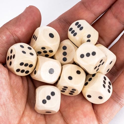 10PCS 16mm D6 Dice Set Wooden 6 Sided Dice for DND RPG Board Games | Leather Storage Bag, DM Gift, for Dungeons and Dragons Role Playing Games - color: D6-black P