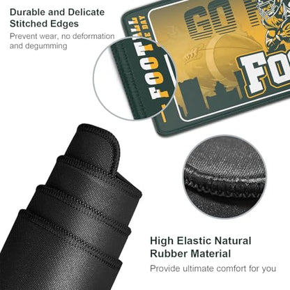 Football Desk Mat, Large Stitched Edges Gaming Mouse Pad, Green Keyboard Mat for Laptop Computer Desktop - 31.5x12 Inch for Football Fans - color: Dark Gree Football
