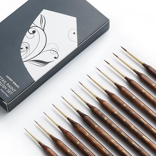 Artify Miniature Paint Brushes Set, 12pcs Fine Detail Brushes with Repeated Sizes, Precision Brushes for Miniature Painting, Models, Figurines & Crafts - color: 12pcs