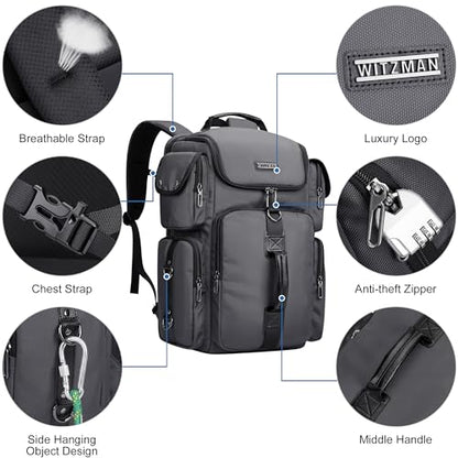 WITZMAN Travel Backpack for Men Carry-on Laptop Backpack | Nylon Luggage Bag Fits 16 Inch for Airline Approved,Multi Pocket, For Traveling,Casual,Commuting, B744 Silvery Grey - color: Upgrade Silvery Grey