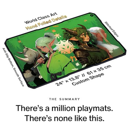 Alfies! Gold Foil Accents Playmat | Clan Steel Leaf | Elf Clan | Perfect Trading Card Gift | Futuristic Custom Shape | Compatible with Magic | MTG Playmat