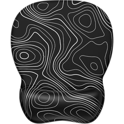 MROCO Ergonomic Mouse Pad Gel Wrist Rest, 9.4 x 8.1 in, Black Topographic | Ergonomic Shape Design, Multiple Pattern Options, Gel Wrist Comfort, Smooth Lycra Surface, Non-Slip PU Base - color: Black Topographic