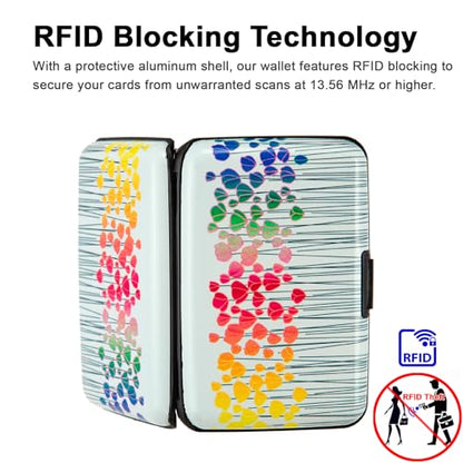 Credit Card Holder, Metal Card Wallet RFID Blocking Mini Slim Aluminum Business Hard Card Case for Women Men (Colorful Flowers) - color: Colorful Flowers