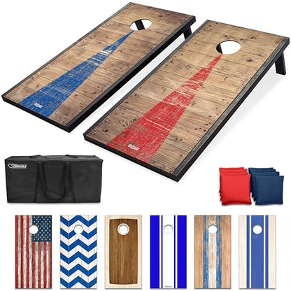 GoSports Portable Cornhole Sets, 8 Styles – Choose 4 x 2 ft or 3 x 2 ft - Boards Include 8 Bean Bags, Travel Case, and Game Rules - style: 4 x 2 ft Rustic