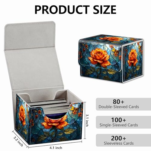 Strong Magnet for TCG MTG Commander Deck Box Playing Card Case Magic Deck Box Creative Pattern Trading Card Storage Box for Collectible Games, Golden Rose - color: Golden Rose