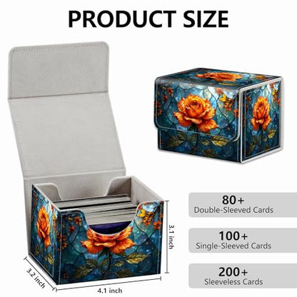 Strong Magnet for TCG MTG Commander Deck Box Playing Card Case Magic Deck Box Creative Pattern Trading Card Storage Box for Collectible Games, Golden Rose - color: Golden Rose
