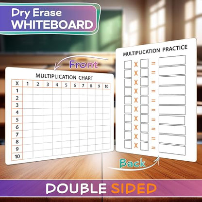 SCRIBBLEDO Dry Erase Multiplication Chart Whiteboard 9" x 12" Multiplication Table Double Sided Times Table Math Manipulatives White Board for Kids Students Classroom and Home Mini Lapboard Game - style: 1 Board