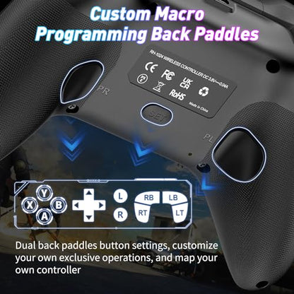Gamrombo Wireless Gaming Controller Compatible with Xbox One S/X, Xbox Series X/S Windows 10/11 PC Gaming Controller with Adjust RGB Light/Audio Jack/Turbo/Macro/Dual Shock - color: RGB