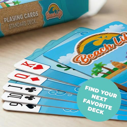 Masterpieces Beach Life Themed Cards - 54 Card Deck, Novelty Design for Adults & Unisex, Multi-Color, Nature Theme - style: Beach Life
