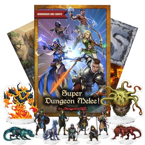 Wondrous One Shot - Super Dungeon Melee Collection, Complete 5e One-Shot Adventure, Miniatures, Adventure Book, Encounter Maps and Item Cards, Gifts for Players & Game Master