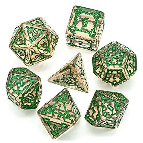 cusdie 7 Pcs 25mm Giant DND Dice, Polyhedral Dice Set, D&D Dice for Pathfinder RPG(Transparent Green) - color: Transparent Green
