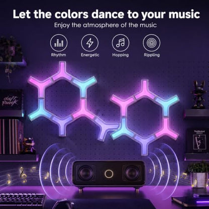 Y-Shaped 3D RGB LED Wall Lights 8 Pack, Gaming Lights Smart LED Panels with Music Sync, App & Remote - Modular Home & DIY for Bedroom, Living Room, Party and Home Decor