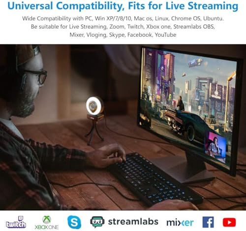Webcam Computer Camera 1080P with Dual Microphone Adjustable Right Light Web cam for PC Advanced Auto-Focus with Tripod Zoom Streaming Camera Gaming Webcam for Facebook YouTube Xbox Streamer