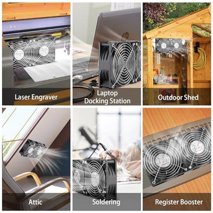 Wathai 120mm 240mm x 38mm Computer Fan with AC Plug Powerful Airflow | Dual Ball Variable Speed Controller AC 110V - 240V for CPU Mining Rig Machine Chassis Server Workstation Cabinet Cooling - style: 120mm x 2