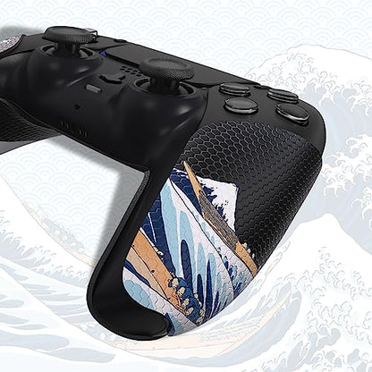 eXtremeRate PlayVital Anti-Skid Sweat-Absorbent Controller Grip for ps5 Controller, Professional Textured Soft Rubber Pads Handle Grips for ps5 Control - The Great Wave Off Kanagawa - color: The Great Wave Off Kanagawa