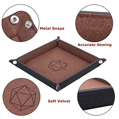 Folding Square Dice Tray, Felt Dice Holder for DND, RPG, MTG and Other Board Games (Violet, Coffee, Green, Red, Rose Red, Gray, Yellow and Blue) - color: Violet, Coffee, Green, Red, Rose Red, Gray, Yellow and Blue