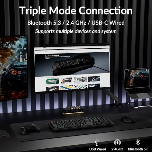 Keychron V6 Ultra 8K Wireless Mechanical Keyboard, 8000Hz Polling Rate Tri-Mode (2.4G/BT/Wired) Full Size Gaming & Office Keyboard, Hot-swappable Brown Switches, ZMK/Web Launcher, for Mac/Win/Linux - style: Brown Switch