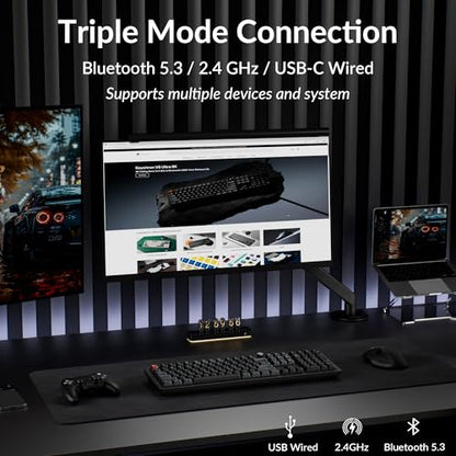 Keychron V6 Ultra 8K Wireless Mechanical Keyboard, 8000Hz Polling Rate Tri-Mode (2.4G/BT/Wired) Full Size Gaming & Office Keyboard, Hot-swappable Banana Switches, ZMK/Web Launcher, for Mac/Win/Linux - style: Banana Switch