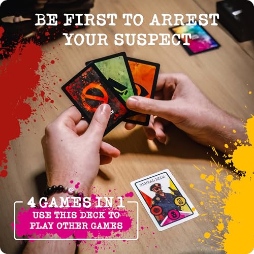 Cryptic Killers Suspicion – Playing Cards, Card Game & Travel Games for Adults, Deal and Play 2-7 Players, Detective Arrest Bluffing Strategy, 14+ Family Game Night