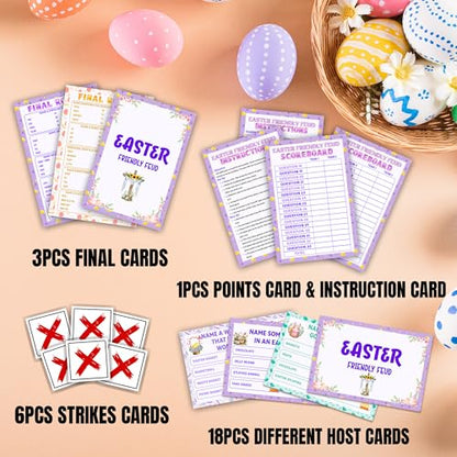 Easter Friendly Feud Game, Funny Easter Party Games, Spring Friendly Feud Trivia Quiz for Family Kids Adults, Spring Bunny & Eggs Holiday Party Supplies -15 - color: Easter Basket-purple