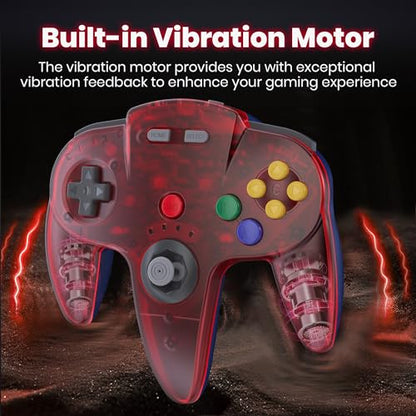 2 Pack Wireless N64 Controller Made for Switch 1 & 2, N64 Console, Black | (Built-in Vibration) (Rechargeable) (3D Analog Stick), 2.4 GHz USB & N64 Receiver Made for Switch Online, Windows PC, macOS - color: Black / Black