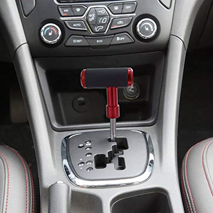 T Handle Shifter Car Knob, Joystick Style Alloy Cover with Leather Gear Stick Lever Shift Fit Most Automatic Manual Transmissions, Red-Black - color: red-black