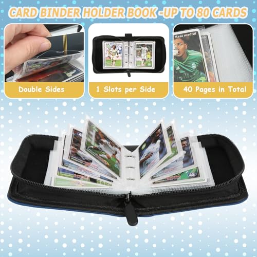 Trading Card Binder, Card Collection Binder Album Folder with 80 Side Loading Pockets, 1 Pocket Trading Card Album Folder for TGC,MTG, Baseball Cards, Yugioh - color: Z-silvery