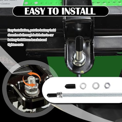 10 Inch Car Battery Hold Down Bolt Kit Stainless Steels,J Bolts Battery Hold Down Kit Includes Hooks,Nuts,Washers,Covers,Universal Cars Batteries Holder Car Accessories