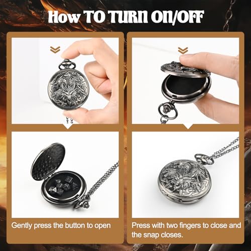 D&D Dice Set,7PCS Metal Dice for Dungeons and Dragons,Mini Dice Set with Pocket Watch Case,Role Playing Board Games Accessories (Dragon, Ancient Silver) - color: Ancient Silver, style: Dragon
