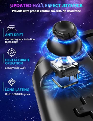 Fasceote Wireless Switch Controller for Nintendo Switch/OLED/Switch 2, Rechargeable Pro Controllers with 15 Lights Color, Retractable One-piece Handheld Control with Hall Effect Joysticks,Turbo, Dual Vibration