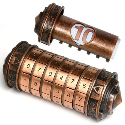 Cryptex Da Vinci Code Numeric, Money Puzzle Box for Cash Gift with Secret Hidden Compartments Birthday Xmas for Men & Women Escape Room Brain Teaser Puzzle Toy Presents - color: Copper