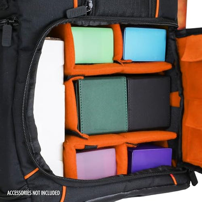 USA Gear MTG Backpack Compatible with Magic the Gathering Deck, Yu-Gi-Oh, MTG Decks & more - TCG Backpack MTG Bag with Shoulder Straps, Customizable Dividers, TCG Playmat Holder, Binder Space (Orange) - color: Orange