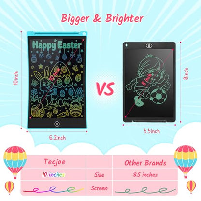 TECJOE 10 Inch 2 Pack LCD Writing Tablet, Colorful Doodle Board Drawing Tablet for Kids, Kids Travel Learning Toys Christmas Birthday Gifts for 3 4 5 6 7 8 Year Old Boys and Girls Toddlers - color: Blue Green