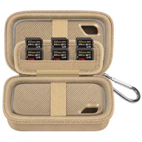 Comecase Dual SSD Case for SanDisk Extreme Portable SSD and Extreme PRO | Holds 2 Drives & 12 SD Cards, Elastic Strap Fit 500GB/1TB/2TB/4TB/8TB, Cable Groove & Carabiner for Travel, Khaki, Box Only - color: Khaki
