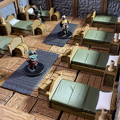 Soldier Barracks Miniature Terrain Set for Tabletop Role Playing Games 28mm Scale