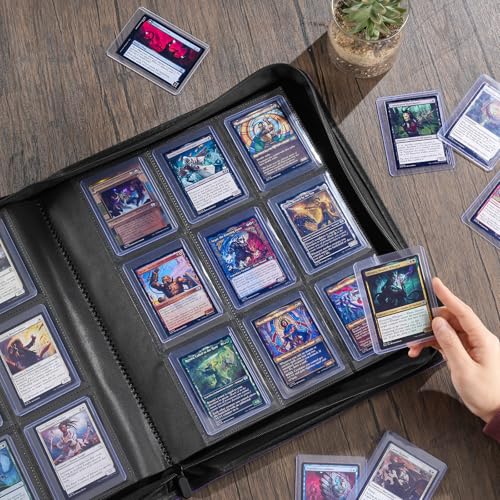 ProCase Top Loader Binder, 9 Pocket Holds 324 Toploaders, Purple | Non-PVC Pockets Waterproof PU Leather Binder for Trading Cards or Sports Cards, Compatible with TCG, MTG in 3"x4" Toploader - color: 3-Purple
